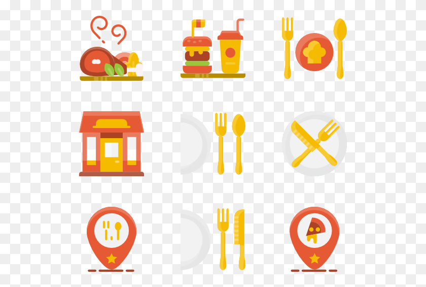 529x505 Restaurant Elements Food Icon Berwarna, Cutlery, Fork, Pac Man HD PNG Download