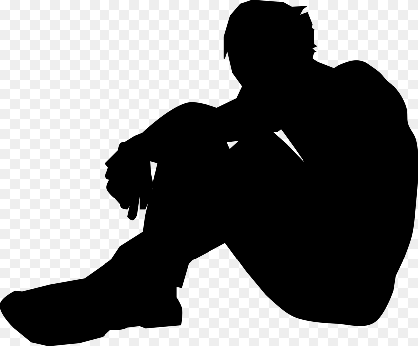 Resting Man Clip Arts Sad Man Silhouette, Gray Transparent PNG