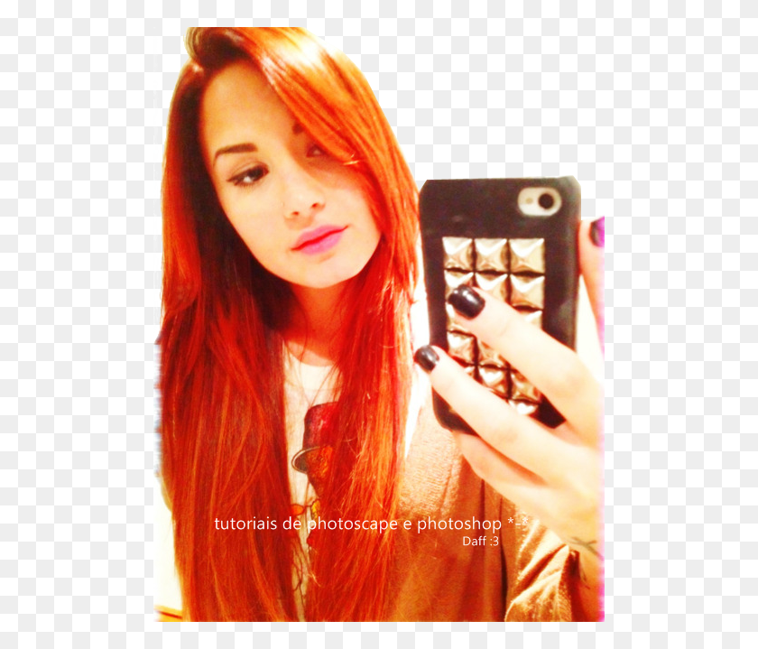 500x659 Descargar Png Resultado Do Tutorial De Como Fazer Um Gt Clique Demi Lovato Orange Hair, Person, Human, Finger Hd Png