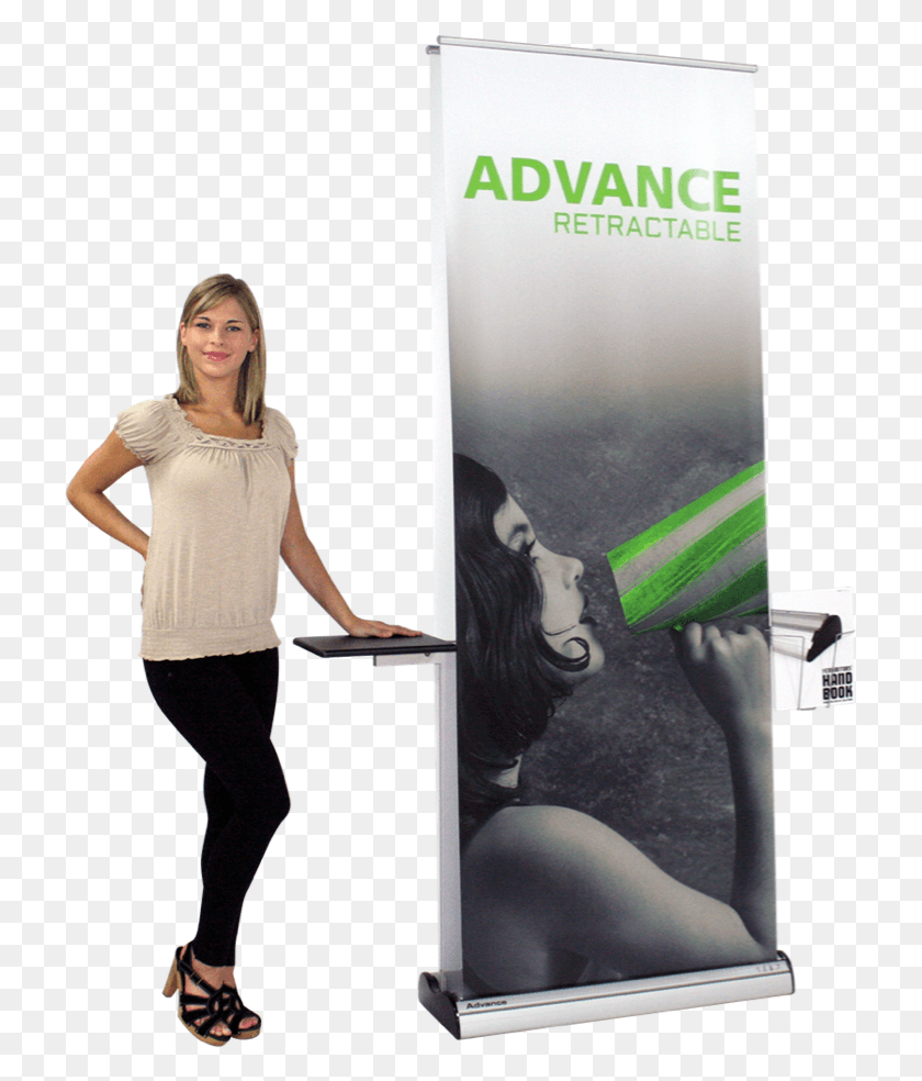 723x924 Retractable Banner Stand Banner Stand With Brochure Holder, Person, Sleeve, Clothing HD PNG Download