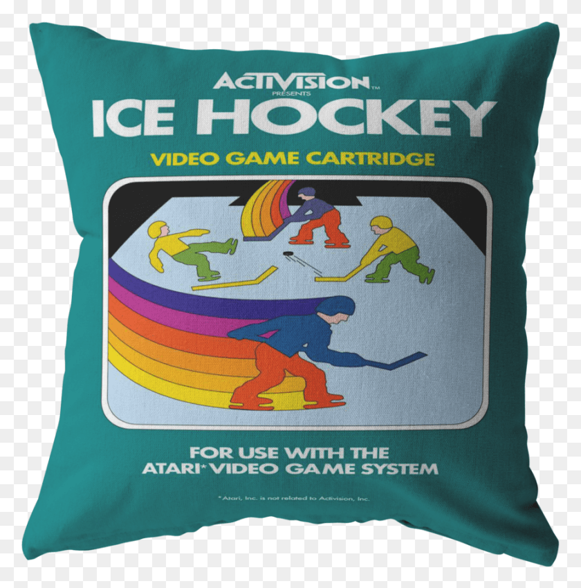 875x887 Retro Activision Ice Hockey Inspired 80s Video Game Cushion, Pillow, Poster, Advertisement HD PNG Download