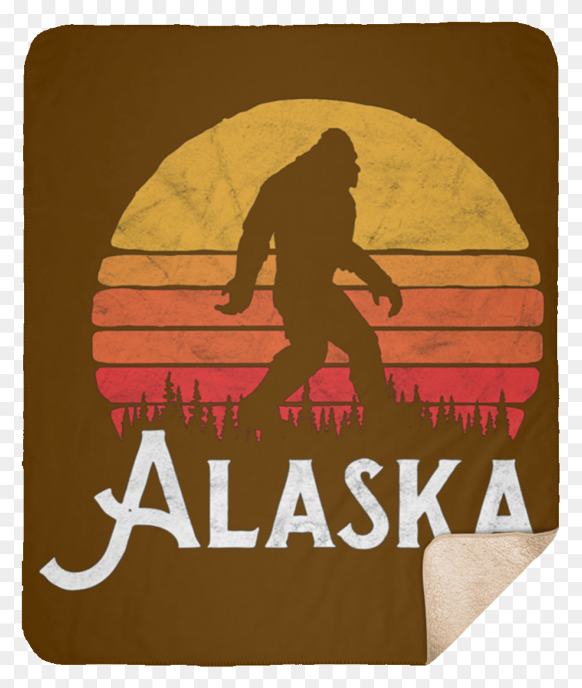 945x1131 Descargar Png Retro Alaska Bigfoot Silueta Sun Believe Large Fleece Skateboarding, Persona, Humano, Cartel Hd Png