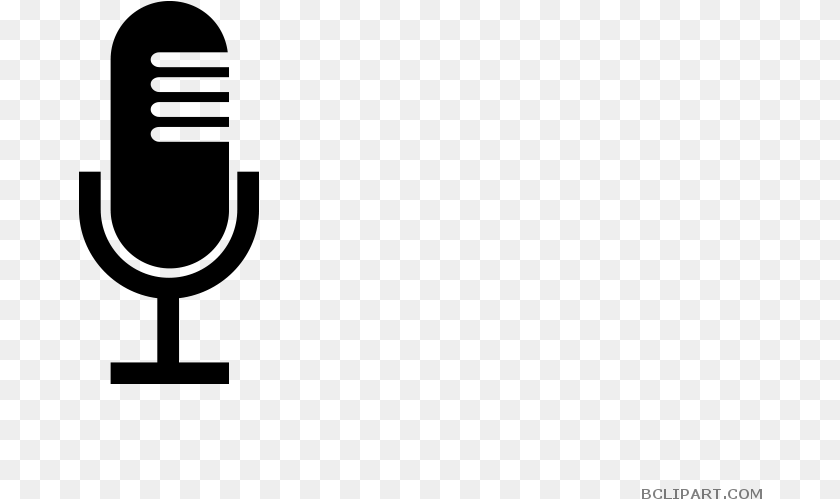 Retro Clipart Microphone Illustration, Gray Sticker PNG