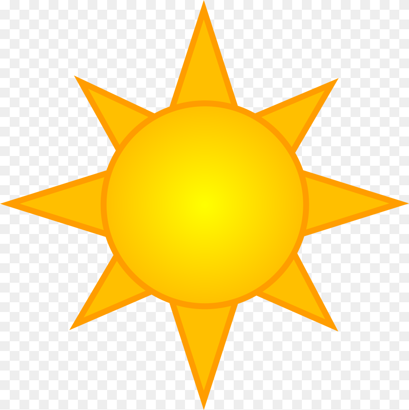 5789x5793 Retro Clipart Sunburst Simple Sun Clipart, Gold, Nature, Outdoors, Sky Sticker PNG