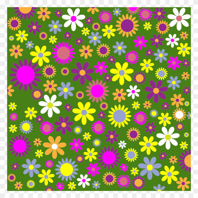 800x800 Retro Flower Pattern Background, Rug, Graphics Descargar Hd Png