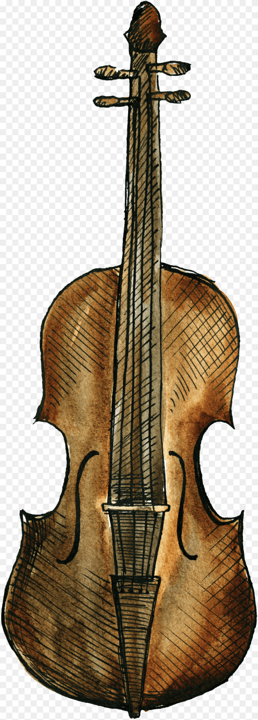 Retro Guitar Cartoon Cello, Musical Instrument, Violin Sticker PNG