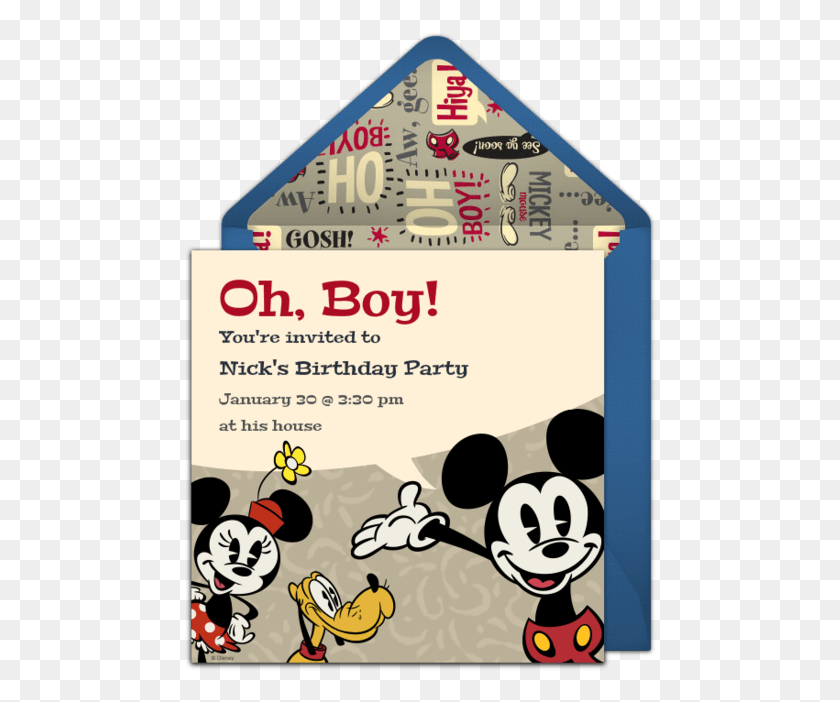 473x642 Retro Mickey Mouse Online Invitation Mickey Mouse Rise And Shine, Advertisement, Poster, Flyer HD PNG Download