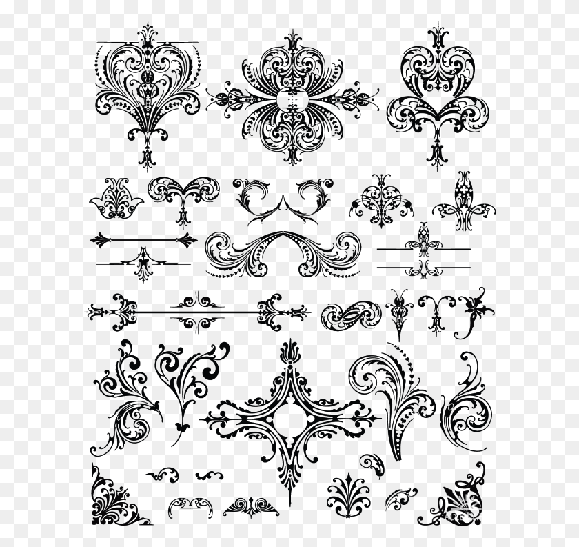 600x733 Retro Style Ornaments Floral Ornament Pattern Vector Wedding Floral Lace, Floral Design, Pattern, Graphics HD PNG Download