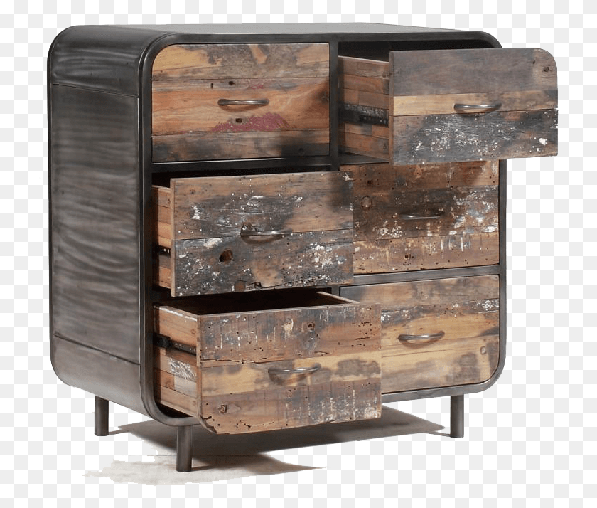 732x654 Retro Upcycled 6 Drawer Chest Thumbnail Industrial Chest Of Drawer, Furniture, Cabinet, Dresser HD PNG Download