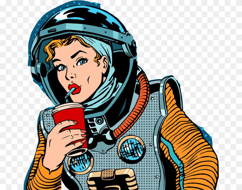 679x660 Retro Vintage Astronaut Freetoedit, Book, Comics, Person, Publication Sticker PNG