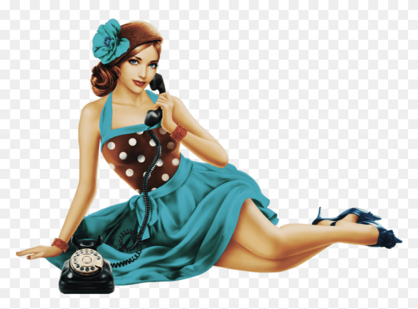 932x672 Retro Woman Vintage Freetoedit Tube Femme Au Tlphone, Person, Human, Figurine HD PNG Download