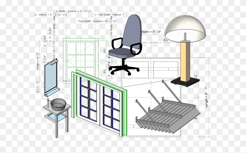 603x462 Revit Architecture Families Office Chair, Machine, Lamp, Building HD PNG Download