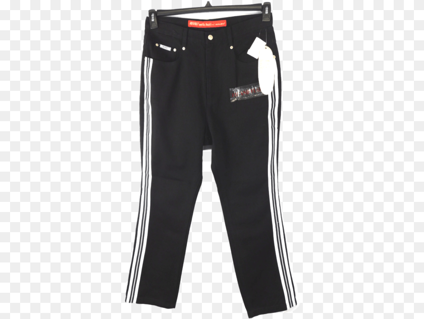 351x632 Revolt Black White Racing Striped Wide Leg Vintage Pocket, Clothing, Pants, Shorts, Jeans Sticker PNG