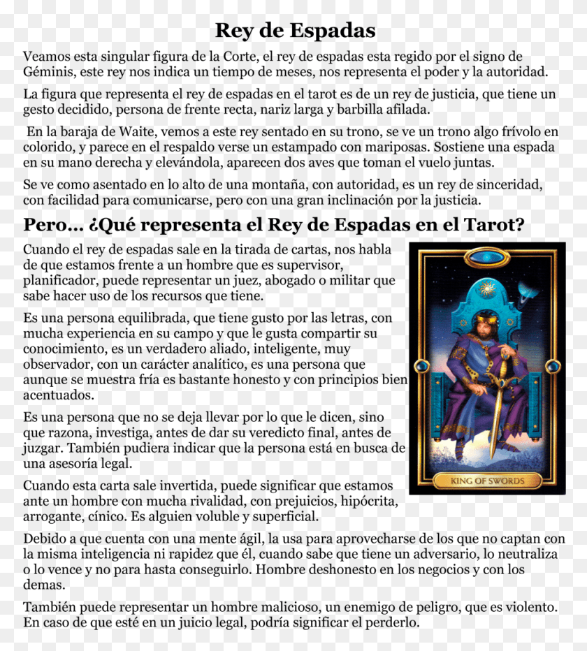 983x1100 Rey De Espadas Gilded Tarot, Человек, Человек, Рукав Png Скачать