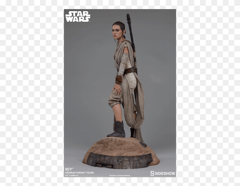 395x591 Rey Premium Format Statue Star Wars Rey Statue, Person, Human, Sculpture HD PNG Download