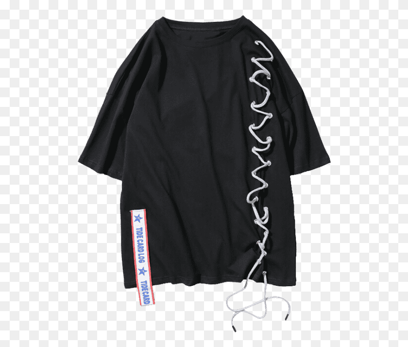522x654 Ribbon Shirt Lace T Up M Streetwear Black Dipwqdt Clothes Hanger, Clothing, Apparel, Sleeve Descargar Hd Png