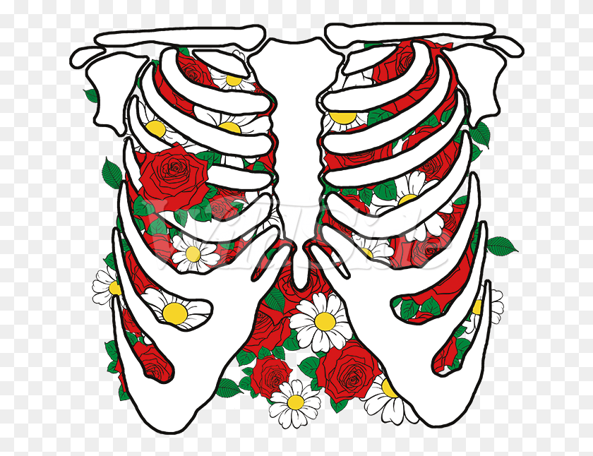 646x586 Ribcage With Flowers, Graphics, Plant HD PNG Download