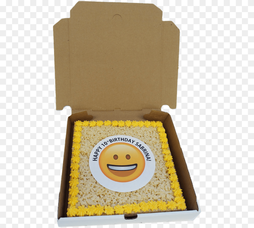 496x754 Rice Krispy Emoji Birthday Cake Smiley Full Size Cardboard Box, Birthday Cake, Cream, Dessert, Food PNG