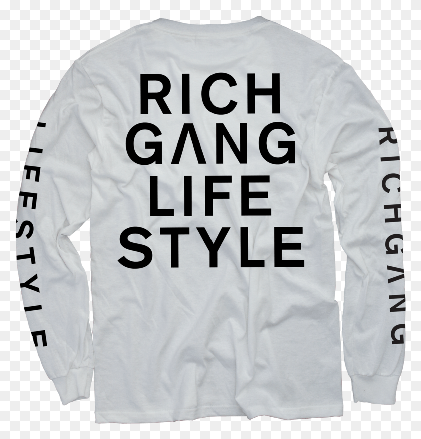 1201x1255 Rich Gang Life Style Camiseta Blanca De Manga Larga Camiseta De Manga Larga, Manga Larga, Ropa, Vestimenta Hd Png Descargar