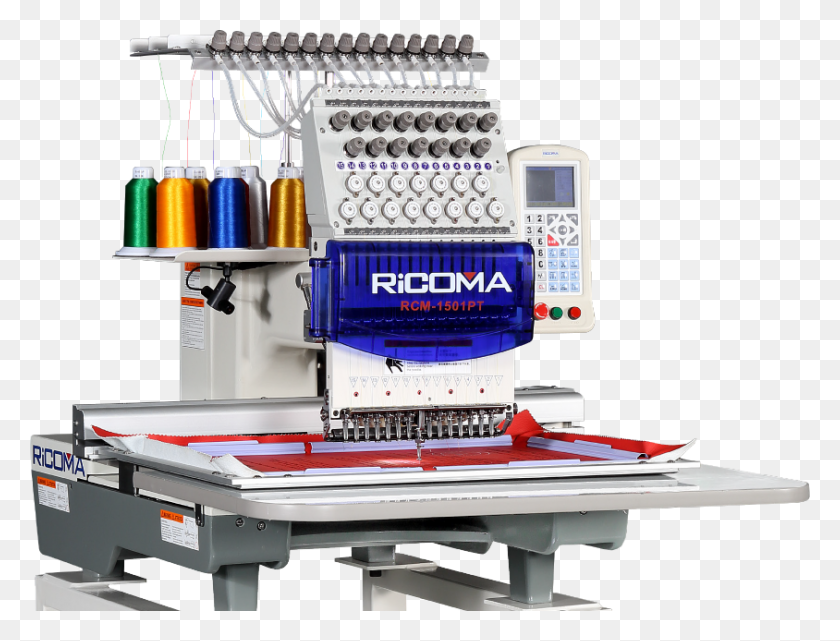844x629 Ricoma Rcm 1501pt 15 Head Embroidery Machine Machine Tool, Table, Furniture, Electronics HD PNG Download