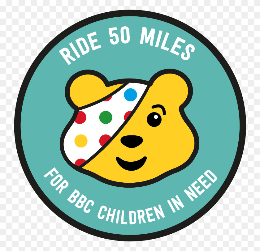 752x752 Ride 50 Miles For Bbc Children In Need Logo Pudsey Bear Children In Need, Label, Text, Sticker HD PNG Download