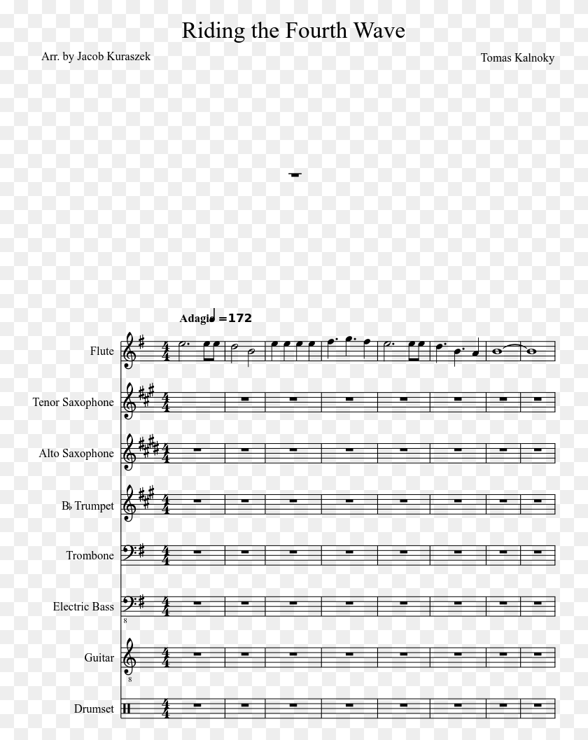 749x997 Riding The Fourth Wave Sheet Music Composed By Tomas Pass The Peas Sax Alto, Gray, World Of Warcraft HD PNG Download