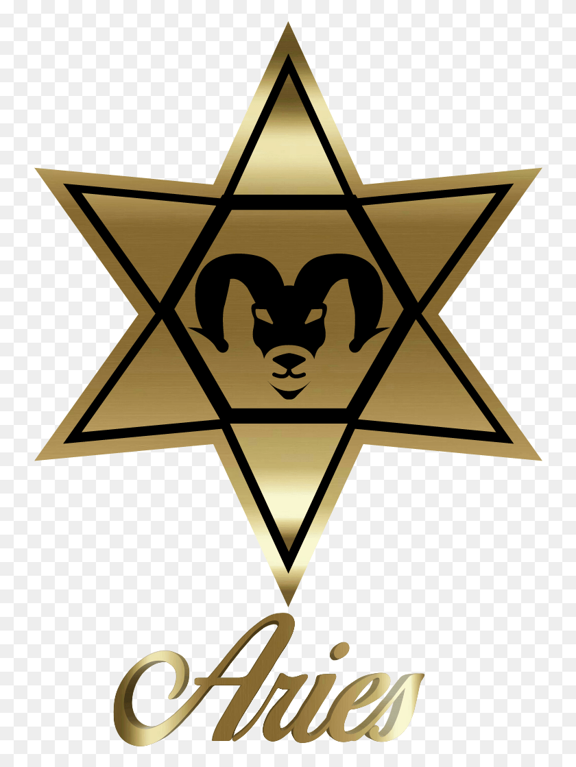 742x1059 Ries Aries Sign Signo Horscopo Horoscope Gold Emblem, Symbol, Star Symbol HD PNG Download