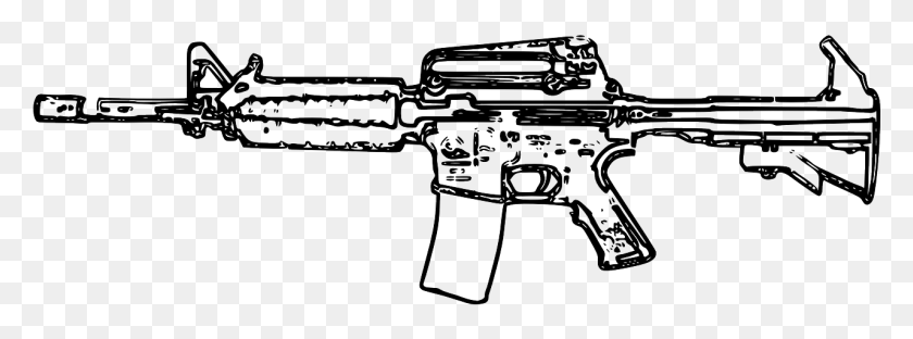 1281x415 Rifleautomatic Vector Graphics Assault Rifle White, Gun, Weapon, Weaponry HD PNG Download