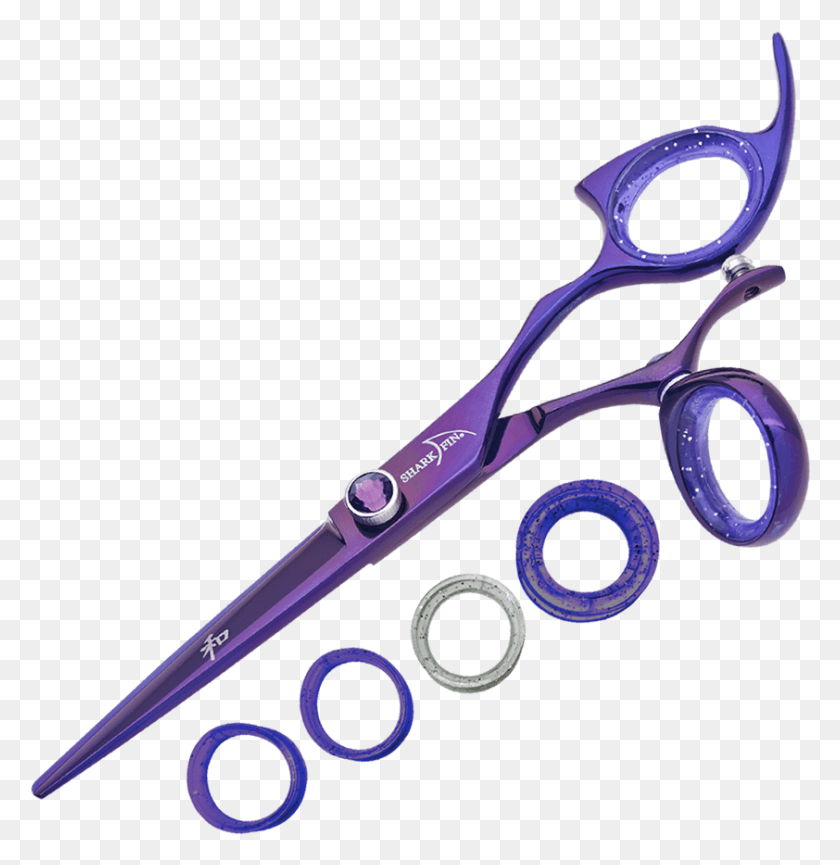 842x869 Right Hand Professional Plus Swivel Purple Titanium Shark Fin Shears, Scissors, Blade, Weapon HD PNG Download