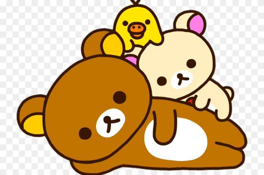 847x563 Rilakkuma Bear Resting With Friends, Animal, Mammal, Wildlife Sticker PNG