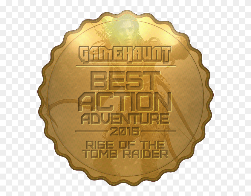 595x595 Rise Of The Tomb Raider Review Label, Gold, Gold Medal, Trophy HD PNG Download