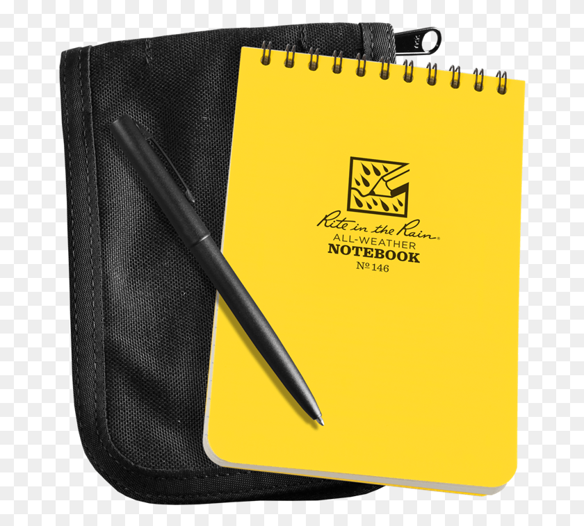 672x697 Rite In The Rain Top Spiral Notebook Kit Black And Yellow Notebook, Text, Pen, Diary HD PNG Download