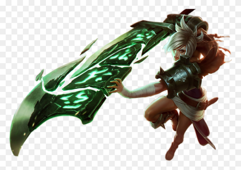 910x621 Riven The Exile Render By Hamutaro Kun D6sk9h7 League Of Legends Riven, Person, Human, Dragon HD PNG Download