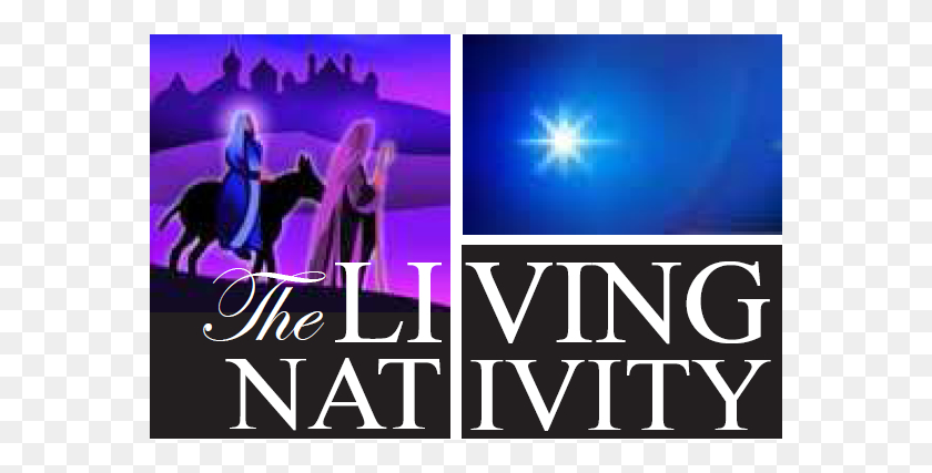 571x367 Riverdale Living Nativity Fi Joseph On A Donkey, Advertisement, Poster, Text HD PNG Download