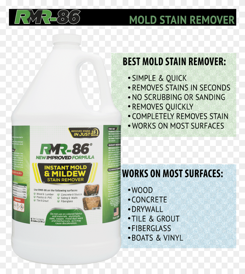 1001x1129 Rmr 86 Instant Mold Stain Remover, Label, Text, Beverage HD PNG Download