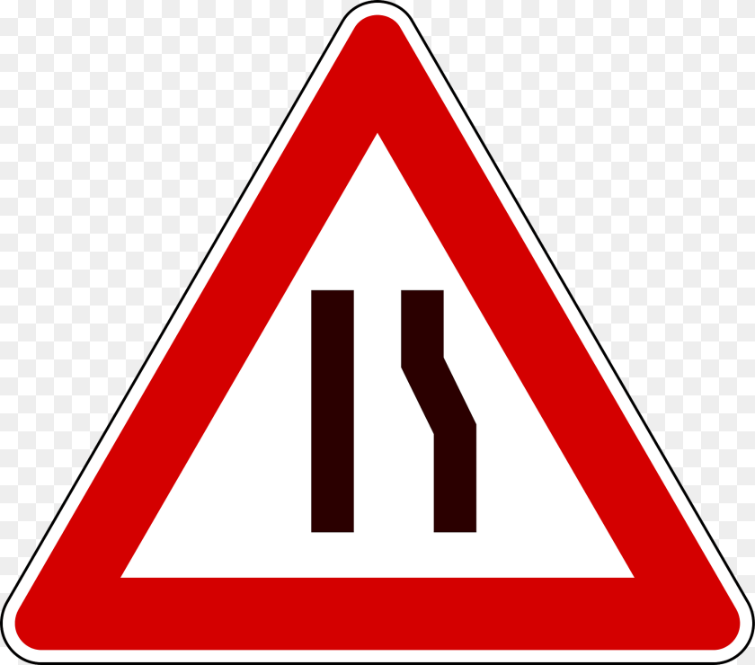 1920x1692 Road Narrows On Right Clipart, Sign, Symbol, Road Sign, Dynamite PNG
