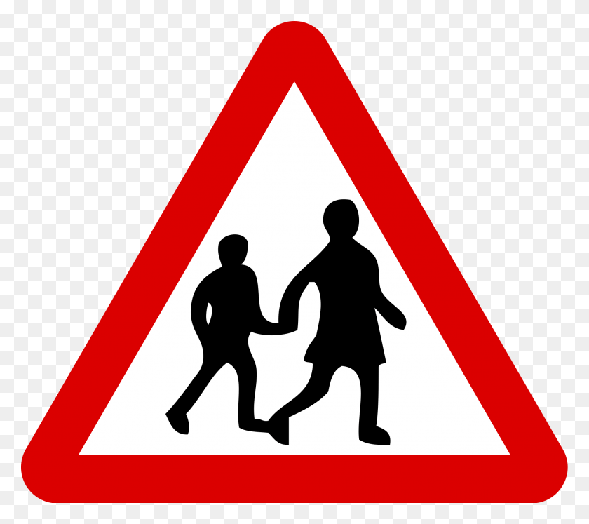 2000x1764 Road Sign Silhouette At School Crossing Road Sign, Person, Human, Symbol HD PNG Download