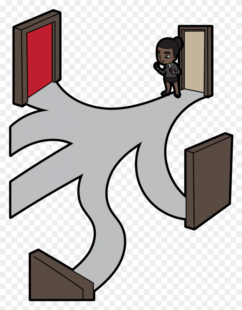 857x1113 Roads And Doors To Career Change Cartoon 4 Roads Cartoon, Person, Human, Text HD PNG Download