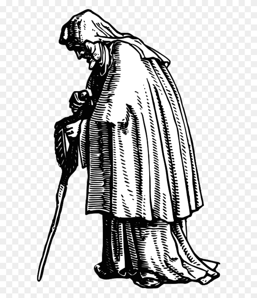 600x915 Robed Old Woman Poor Old Woman Drawing, Clothing, Apparel, Person HD PNG Download
