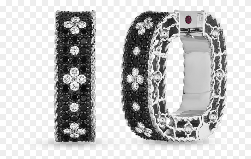 686x471 Roberto Coin 18k White Gold Hoop Earrings With Black Earrings, Cuff, Jewelry, Accessories HD PNG Download