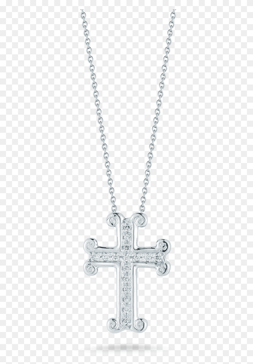408x1146 Roberto Coin Tiny Treasures 18k White Gold Cross Locket, Pendant, Necklace, Jewelry HD PNG Download