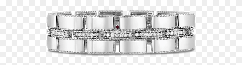 521x167 Roberto Coin Wide Retro Link Bracelet With Diamond Platinum, Accessories, Accessory, Jewelry Descargar Hd Png