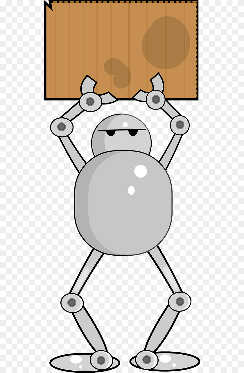 544x1281 Robot Carrying A Sign, Book, Comics, Publication, Device Sticker PNG