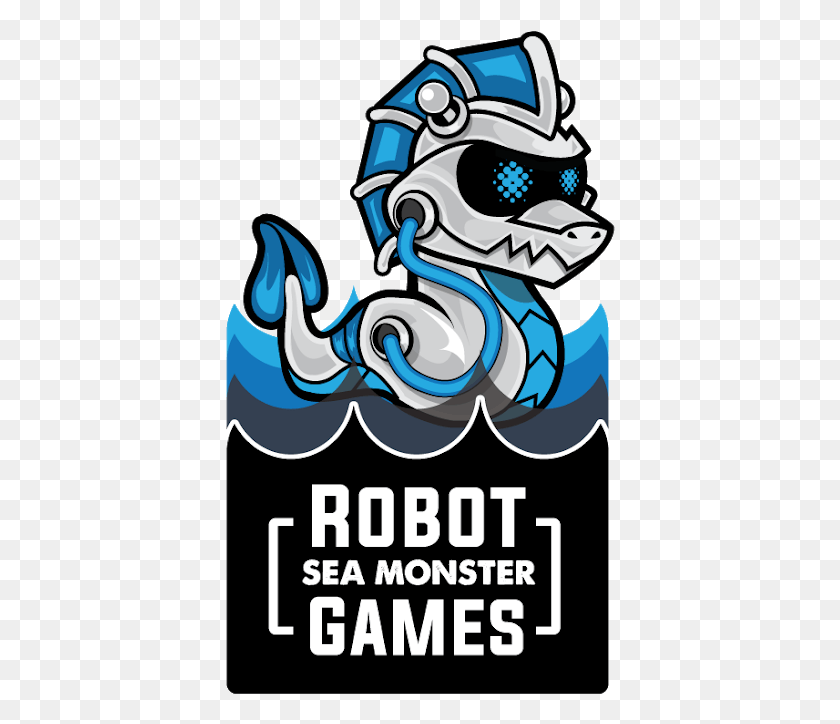 390x664 Descargar Png Robot Sea Monster Logo Estudio De Videojuegos, Cartel, Publicidad, Aire Libre Hd Png