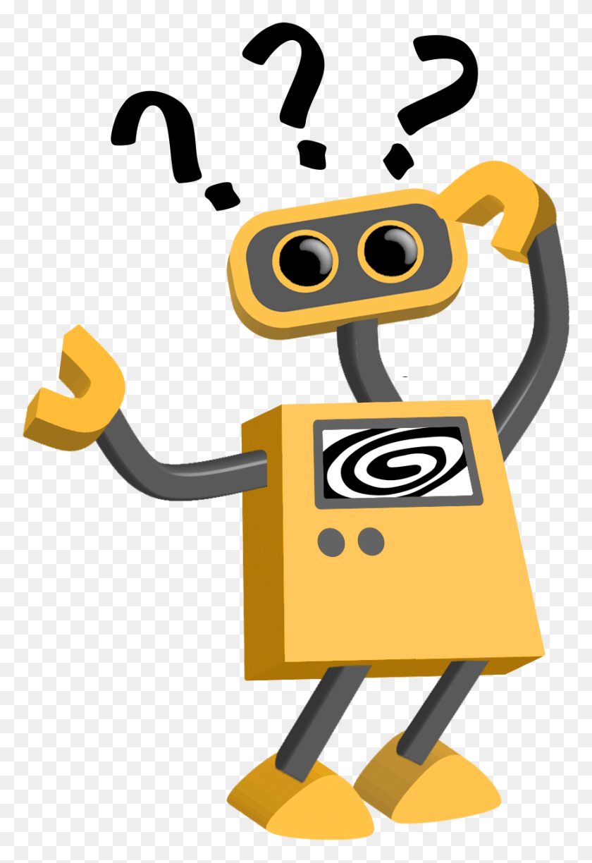 865x1291 Descargar Png Robot Con Preguntas Robot Pregunta Clipart, Máquina, Etiqueta, Texto Hd Png