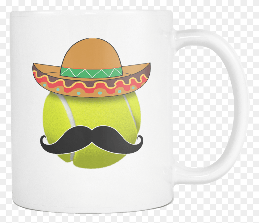 924x785 Robustcreative Funny Tennis Ball Mustache Mexican Sports Coffee Cup, Cup, Clothing, Apparel HD PNG Download