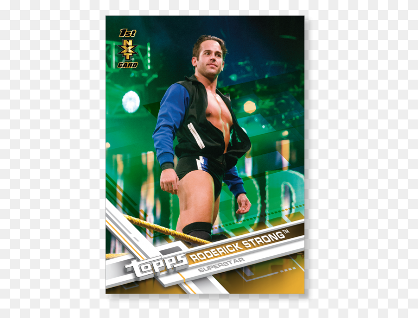 420x579 Roderick Strong 2017 Topps Wwe Base Cards Poster Gold Hurdling, Person, Human, Advertisement HD PNG Download