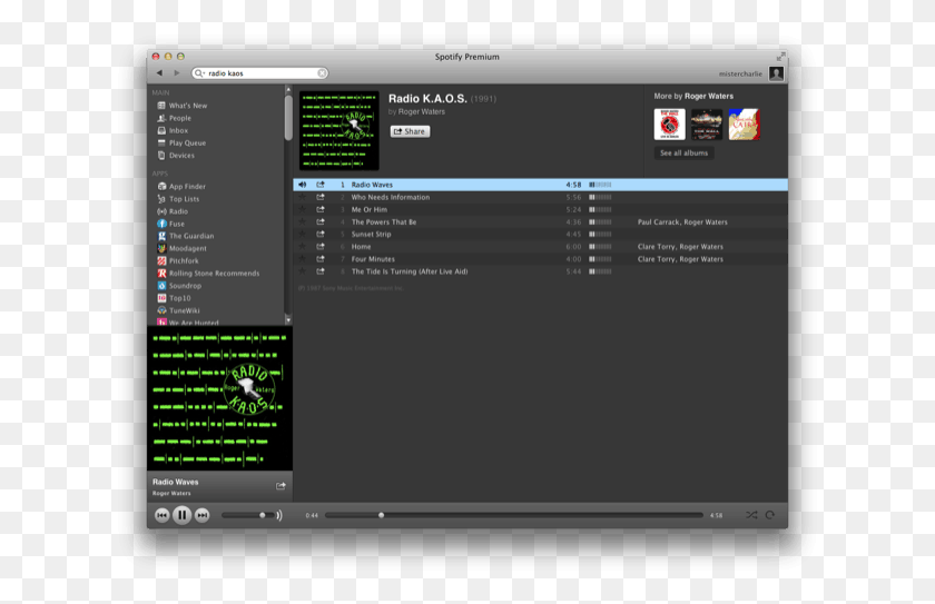 629x483 Descargar Png Roger Waters39 Radio K Spotify Reproducción, Electrónica, Monitor, Pantalla Hd Png