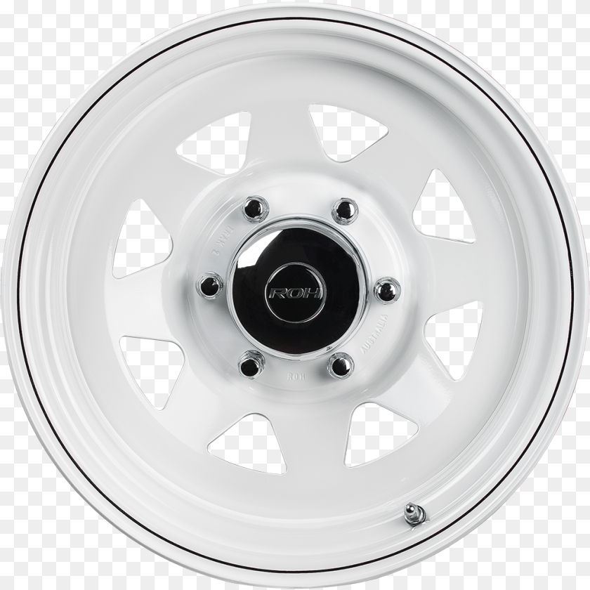1024x1024 Roh Trak 2 White Steel Wheels White, Alloy Wheel, Car, Car Wheel, Machine Sticker PNG