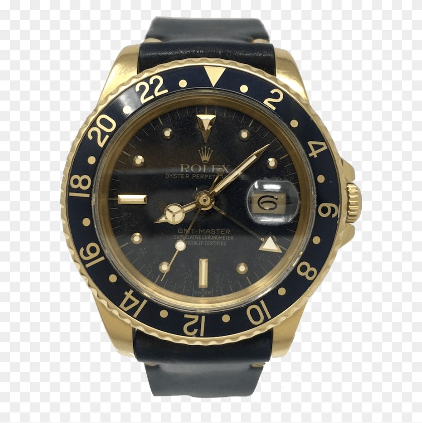 605x781 Rolex Gmt Master Yellow Gold Black Nipple Dial Jubilee Rolex Gmt Master, Wristwatch HD PNG Download